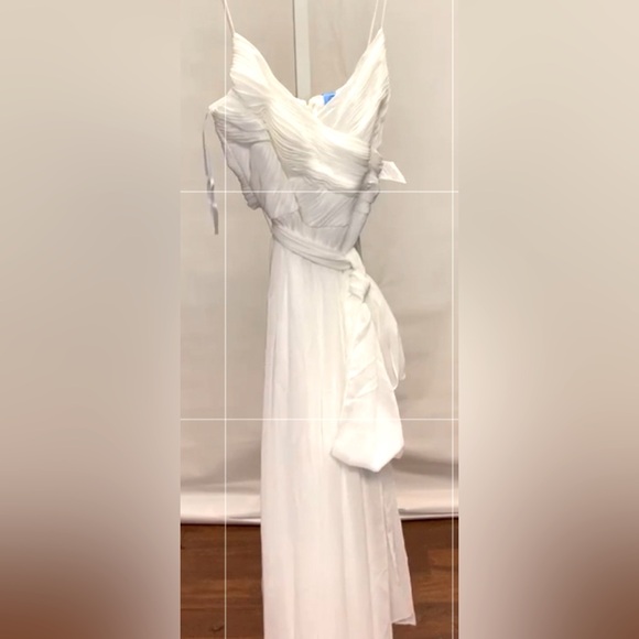 Mac Duggal NWT Chiffon Cross Ruched Top  Full Tiered length Wide Leg Jumpsuit XS - Picture 5 of 9